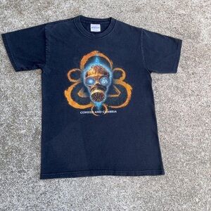 Hanes Black Graphic Tee with Orange and Blue Gas Mask Design